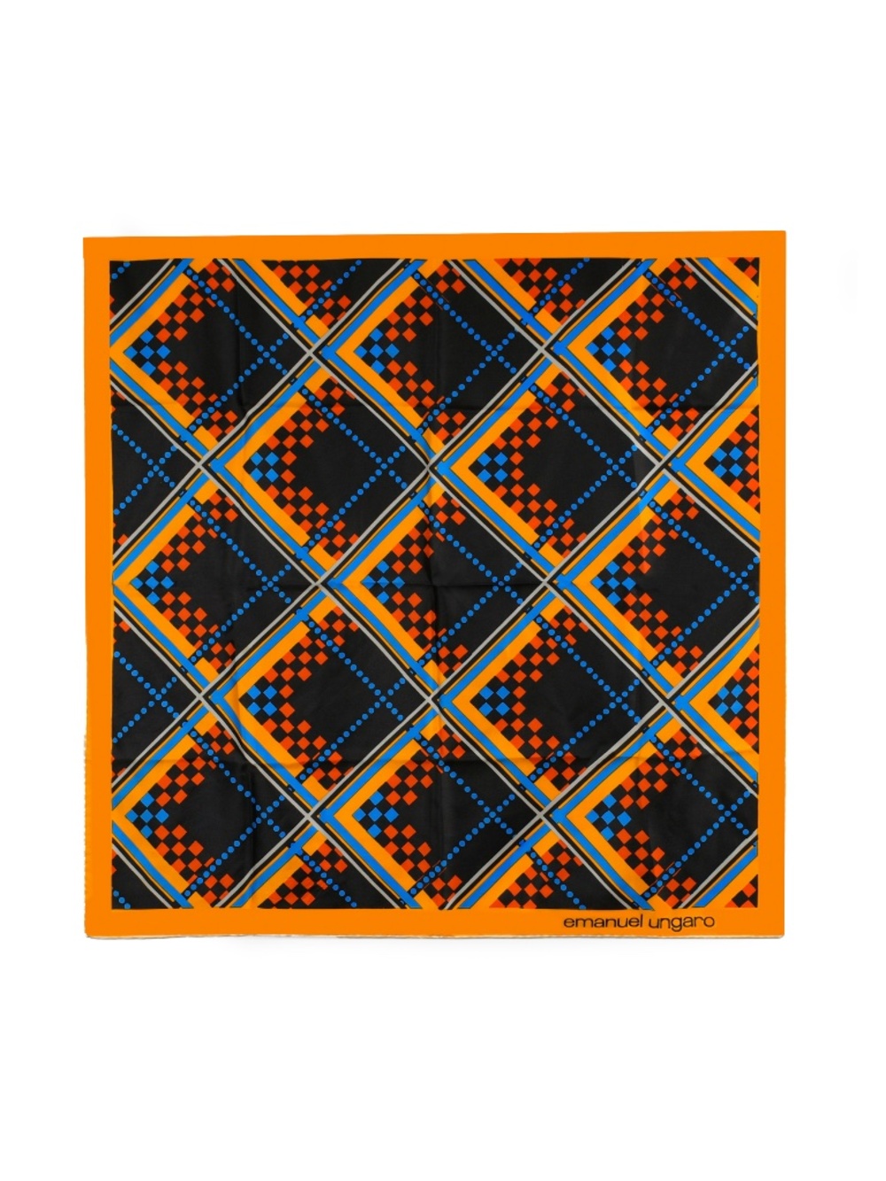EMANUEL UNGARO Vintage Silk Twill Carré Scarf Made in France c. 80s–90s